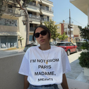 * Ι'Μ ΝΟΤ FROM PARIS * ΒΑΜΒΑΚΕΡΟ Τ-SHIRT ΜΕ ΤΥΠΩΜΑ