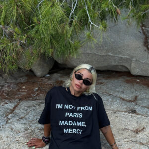 * Ι’Μ ΝΟΤ FROM PARIS *  ΜΑΥΡΟ ΒΑΜΒΑΚΕΡΟ Τ-SHIRT ΜΕ ΤΥΠΩΜΑ