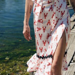 ΦΟΥΣΤΑ ΣΑΤΕΝ WRAP ΤΣΙΓΓΑΝΙΚΗ MIDI PRINT ΛΕΥΚΟ ΤΟΥ ΠΑΓΟΥ ΦΟΝΤΟ ΜΕ ΑΣΤΑΚΟΥΣ