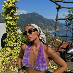 LILAC FLUFFY CROCHET TRIANGLE TOP