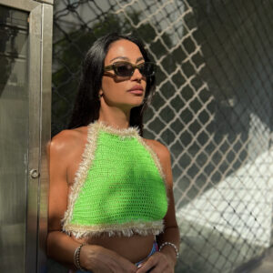 * LEMON GRASS * HALTERNECK CORCHET TOP