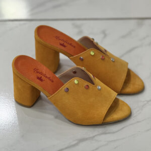 ΠΟΡΤΟΚΑΛΙ ΔΕΡΜΑΤΙΝΟ MULE ΜΕ ΠΕΤΡΕΣ ( LAST SIZE 37 )