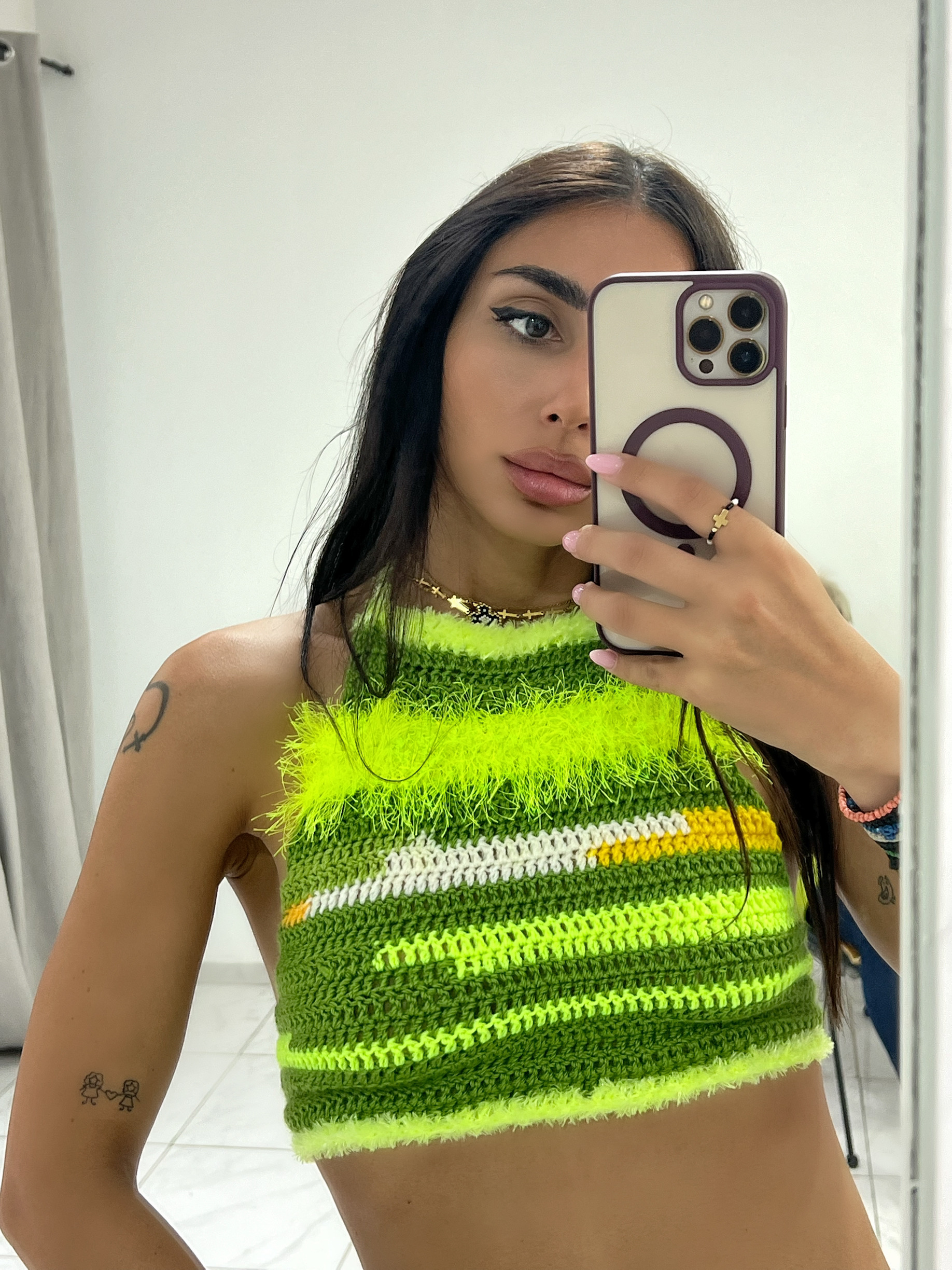 * NATURA * HALTERNECK CROCHET TOP