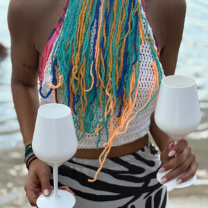 * FRINGE FIESTA * HALTERNECK CROCHET TOP