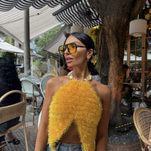 *GOLDEN YELLOW * HALTERNECK CROCHET TOP