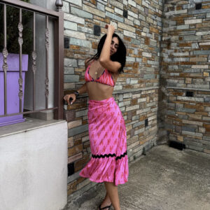 ΦΟΥΣΤΑ ΣΑΤΕΝ WRAP ΤΣΙΓΓΑΝΙΚΗ MIDI PRINT ΦΟΥΞΙΑ ΦΟΝΤΟ ΜΕ ΑΣΤΑΚΟΥΣ