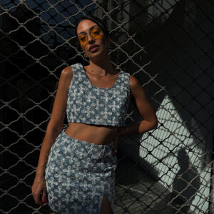 2 PIECES DENIM ΣΕΤ ME KENTHMA