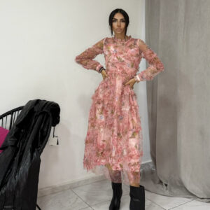 AUTUMN FLOWERS DUST IN PINK DRESS