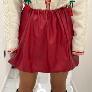 RED ECO LEATHER BALLOON SKIRT