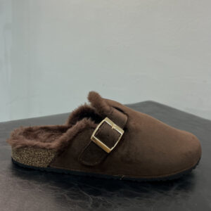 DARK BROWN SUEDE CLOGS ΜΕ ΕΣΩΤΕΡΙΚΗ ΓΟΥΝΑ