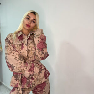 BEIGE FLORAL DENIM JACKET