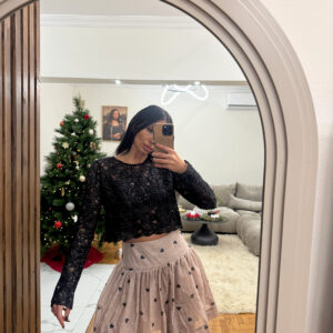 HEART PRINTED BEIGE SKIRT