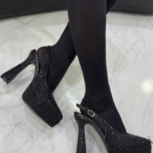 BLACK STONE SLINGBACK HEELS