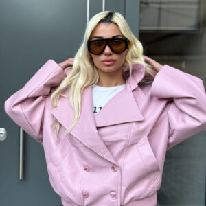MILKY PINK ECO LEATHER JACKET