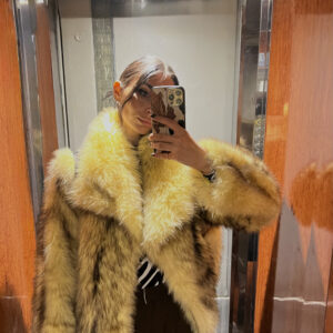 YELLOW FAUX FUR COAT