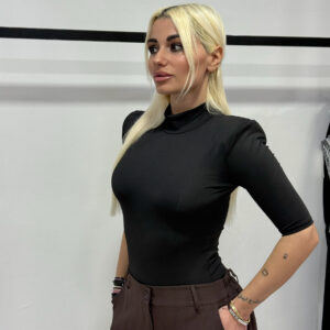 BLACK BODYSUIT WITH SHOULDER PADS