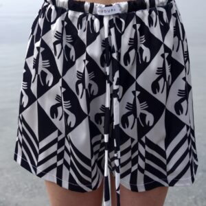 Σορτς σατέν print αστακός black&white .
