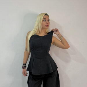 BLACK BUSTIER BLOUSE