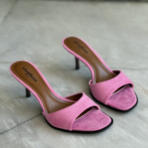 PINK SUEDE MULES