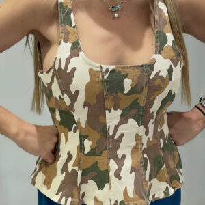 DENIM BUSTIER CAMOUFLAGE TOP