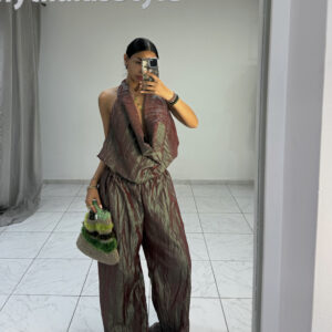 METALLIC GREEN PANTS
