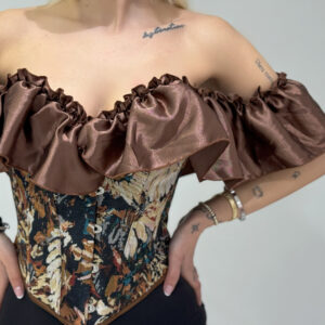 CORSET TOP ME ΣΑΤΕΝ ΒΟΛΑΝ & TAPESTRY ΣΧΕΔΙΟ