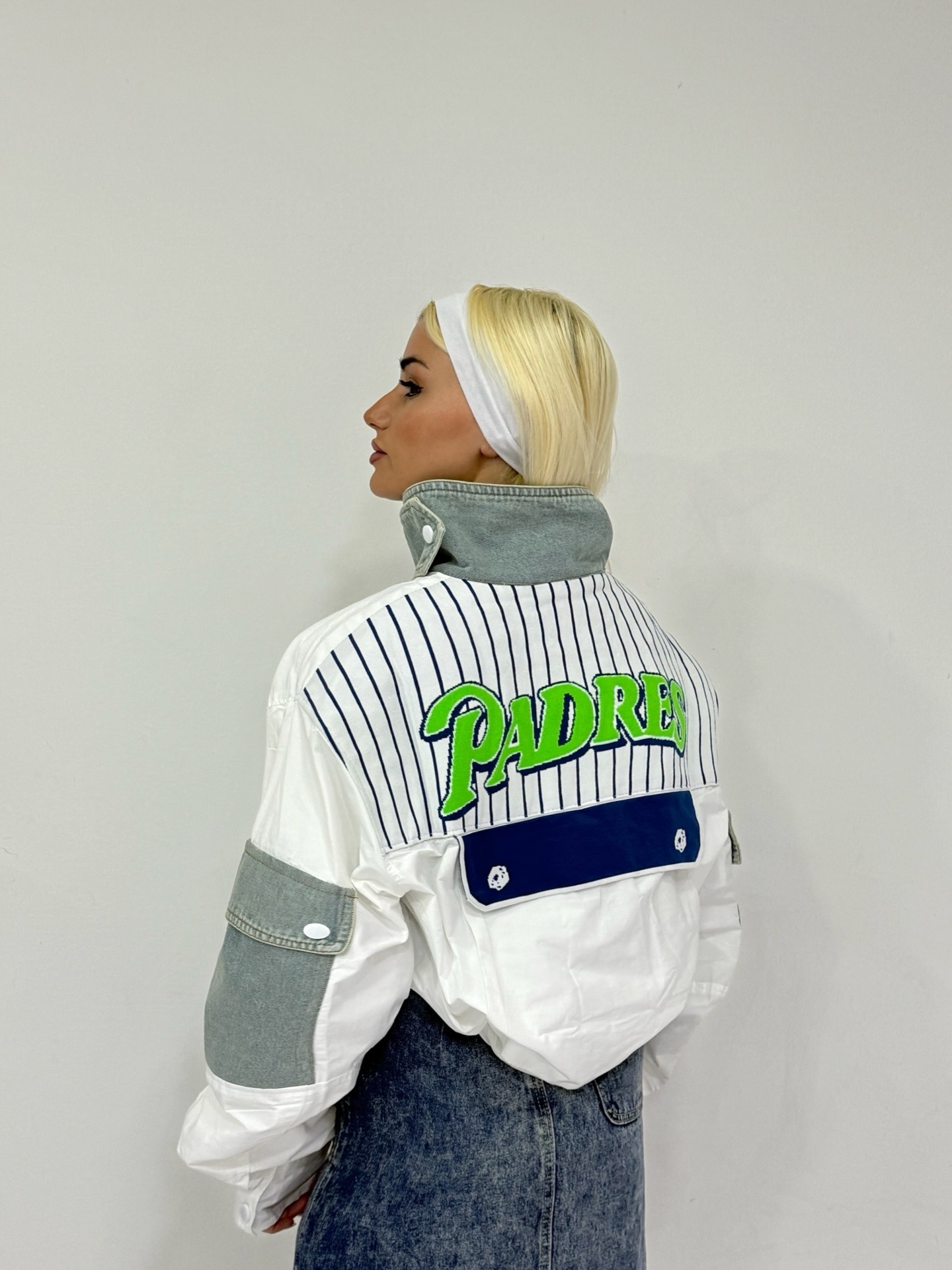 WHITE OVERSIZED BOMBER JACKET
