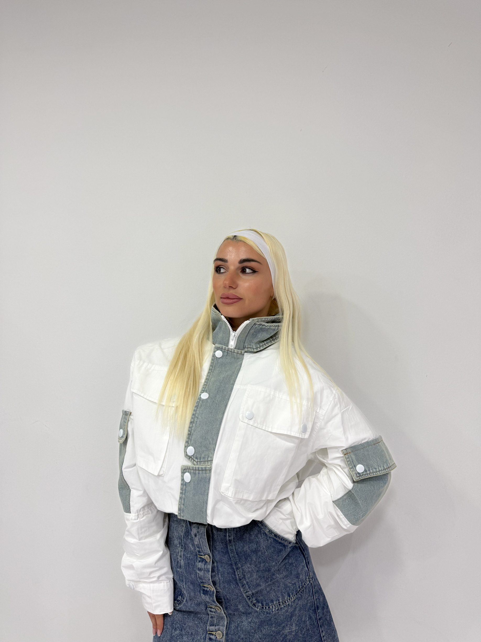 WHITE OVERSIZED BOMBER JACKET - Image 3