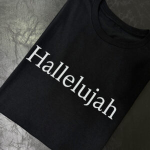 " HALLELUJAH" ΜΑΥΡΟ ΒΑΜΒΑΚΕΡΟ T-SHIRT ΜΕ ΤΥΠΩΜΑ