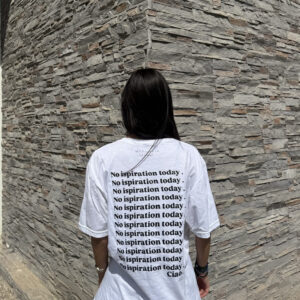 "ΝΟ ISPIRATION TODAY " ΛΕΥΚΟ ΒΑΜΒΑΚΕΡΟ T-SHIRT ΜΕ ΤΥΠΩΜΑ