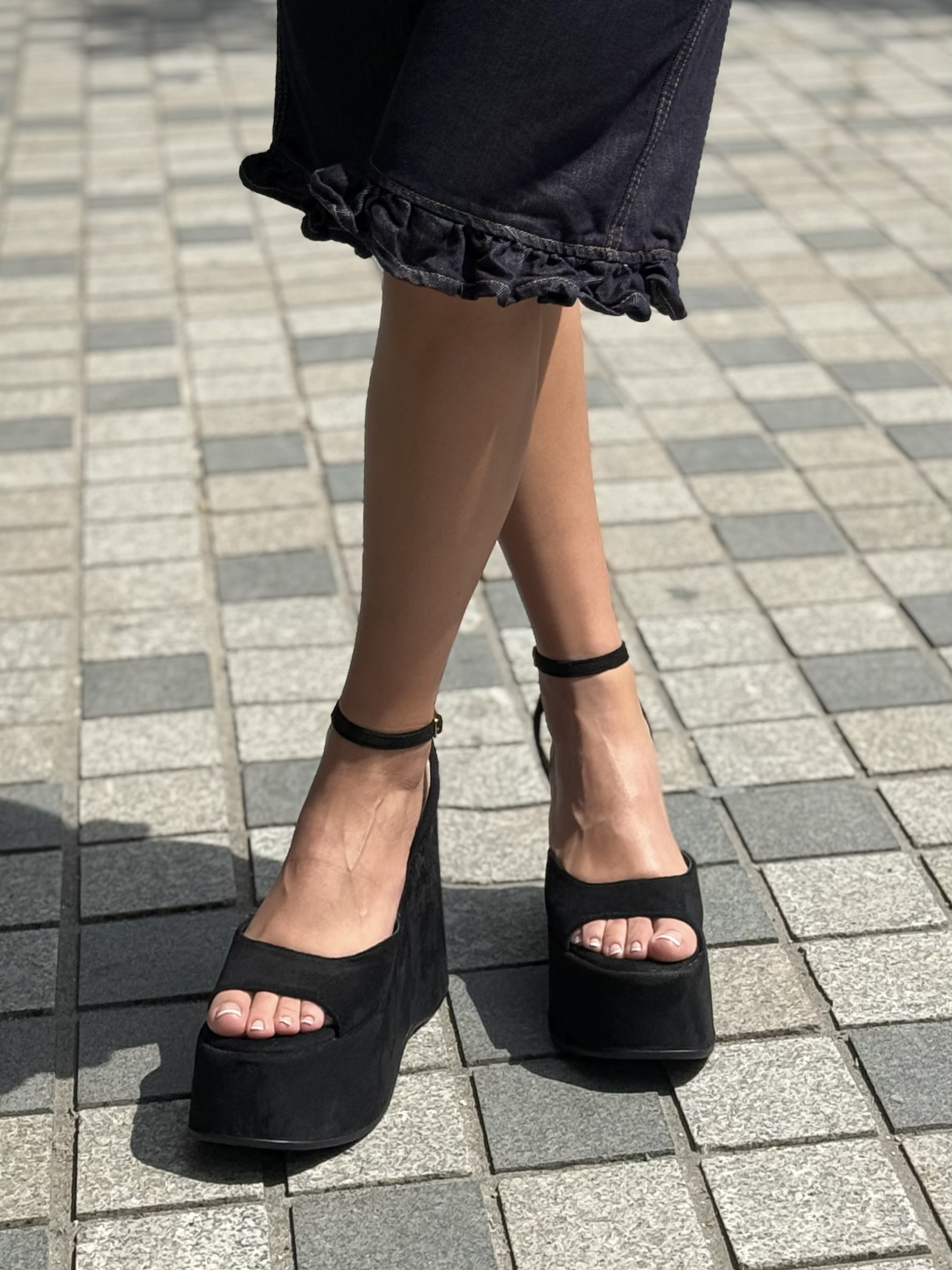 BLACK SUEDE WEDGE HEELS - Image 4