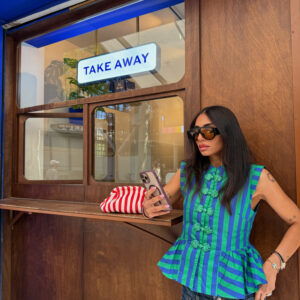 GREEN STRIPES VEST BLOUSE