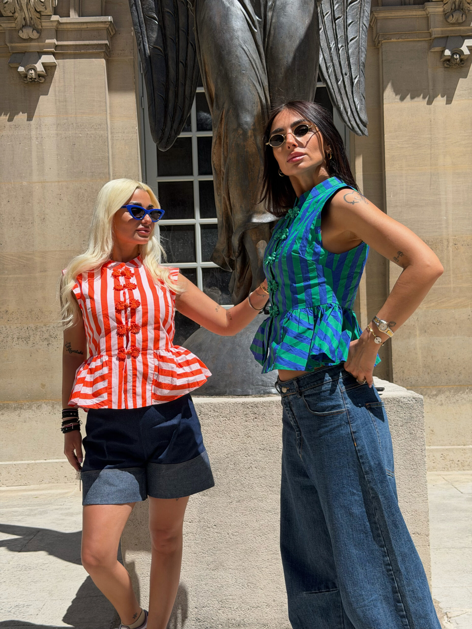 GREEN STRIPES VEST BLOUSE - Image 2