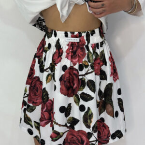 μινι φουστα σατέν print πουά floral .