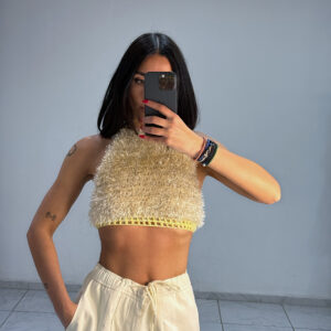 * CORAL BEIGE * HALTERNECK CROCHET TOP