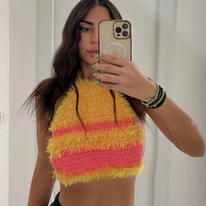 * PINK GRAPEFRUIT * HALTERNECK CROCHET TOP