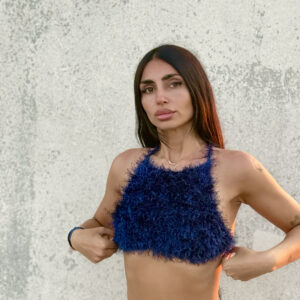 * ROYAL BLUE * HALTERNECK CROCHET TOP