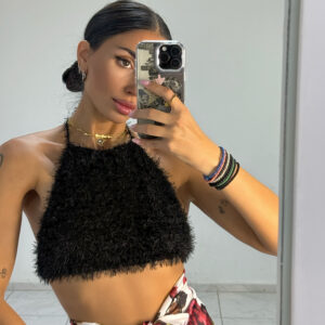 * BLACK CKAVIAR * HALTERNECK CROCHET TOP