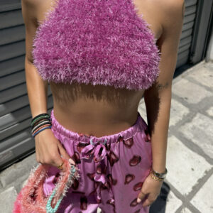 * PURPLE * HALTERNECK CROCHET TOP