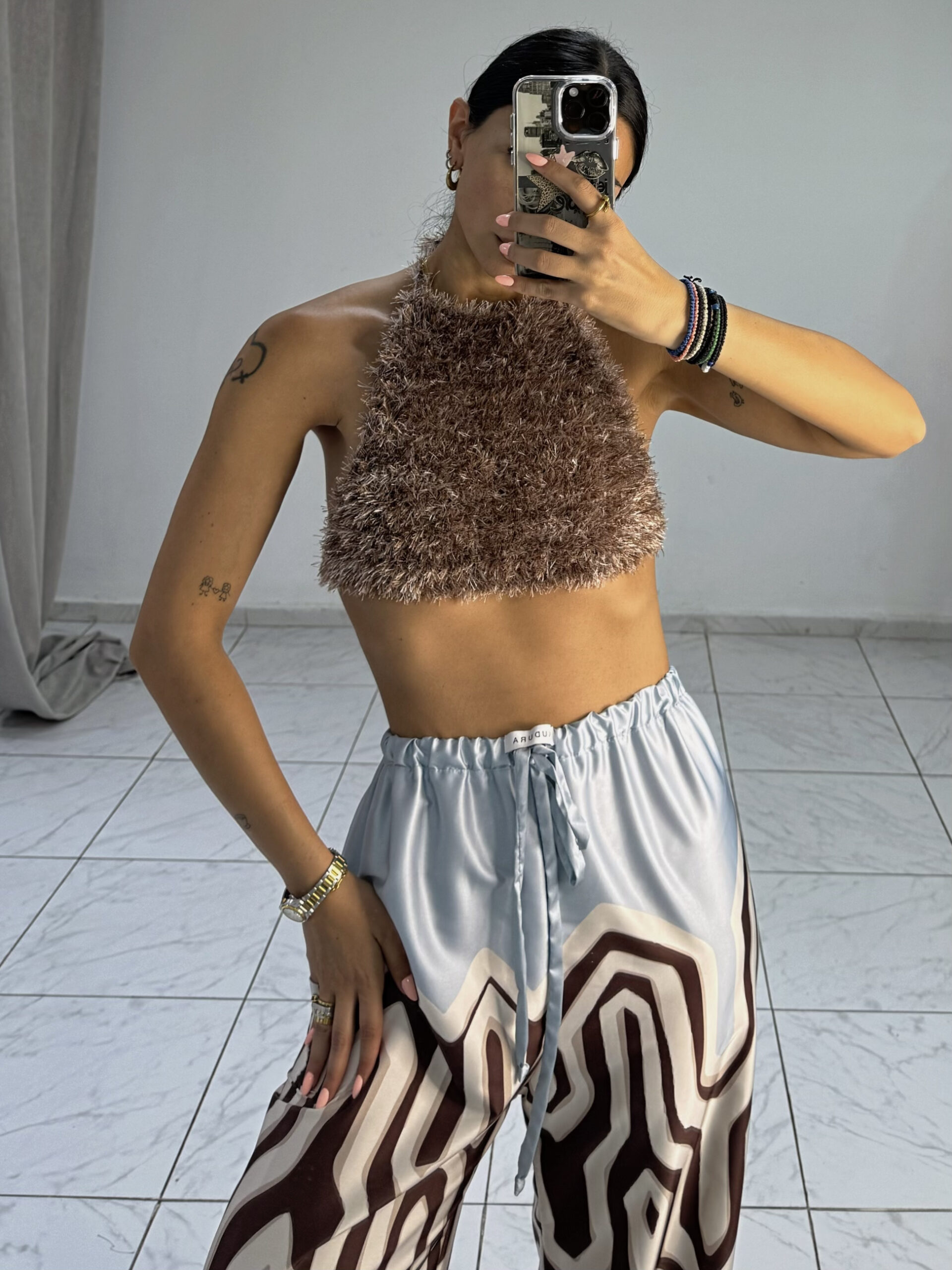 * MOCHA * HALTERNECK CROCHET TOP