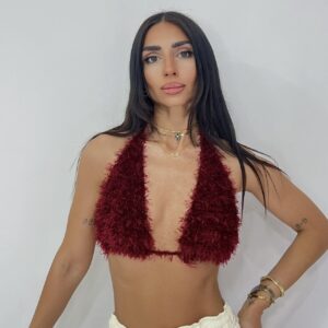 * WINE * CROCHET TRIANGLE TOP