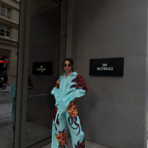 2 PIECES TURQUOISE LINEN SET