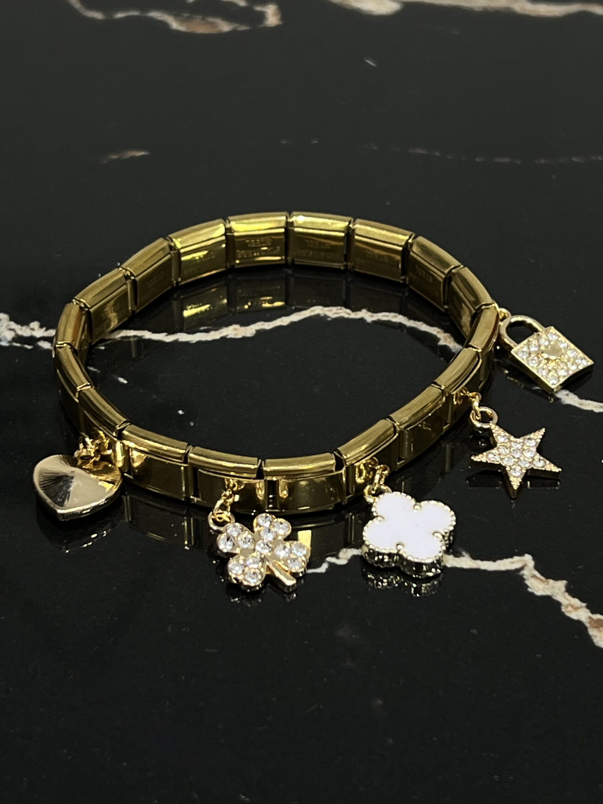 * GOLD CROSSES * BAND ELASTIC BRACELET
