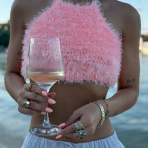 * BLUSH BLOSSOM *  HALTERNECK CROCHET TOP