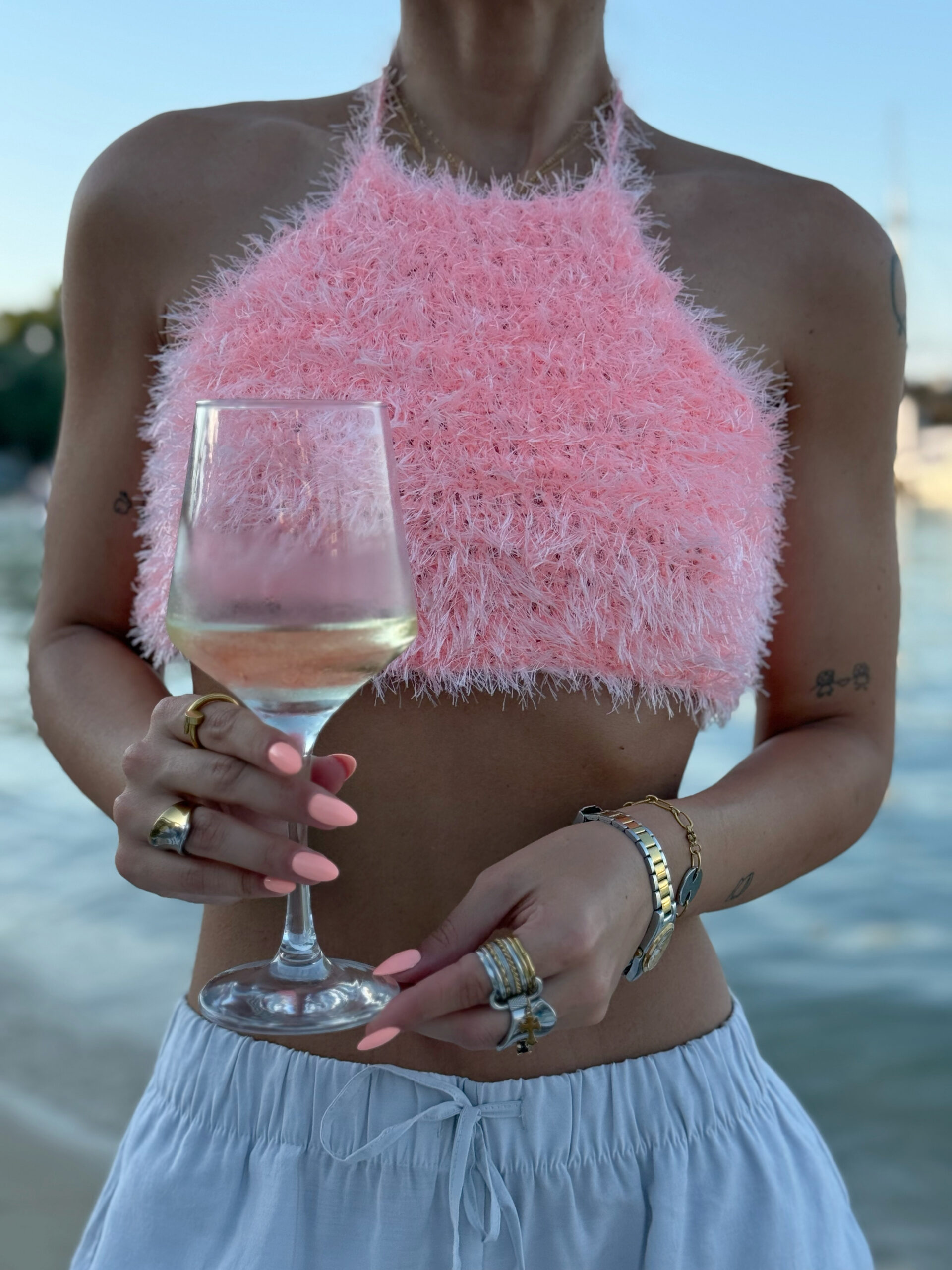 * BLUSH BLOSSOM * HALTERNECK CROCHET TOP