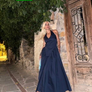 DEEP V LONG DRESS- BLUE