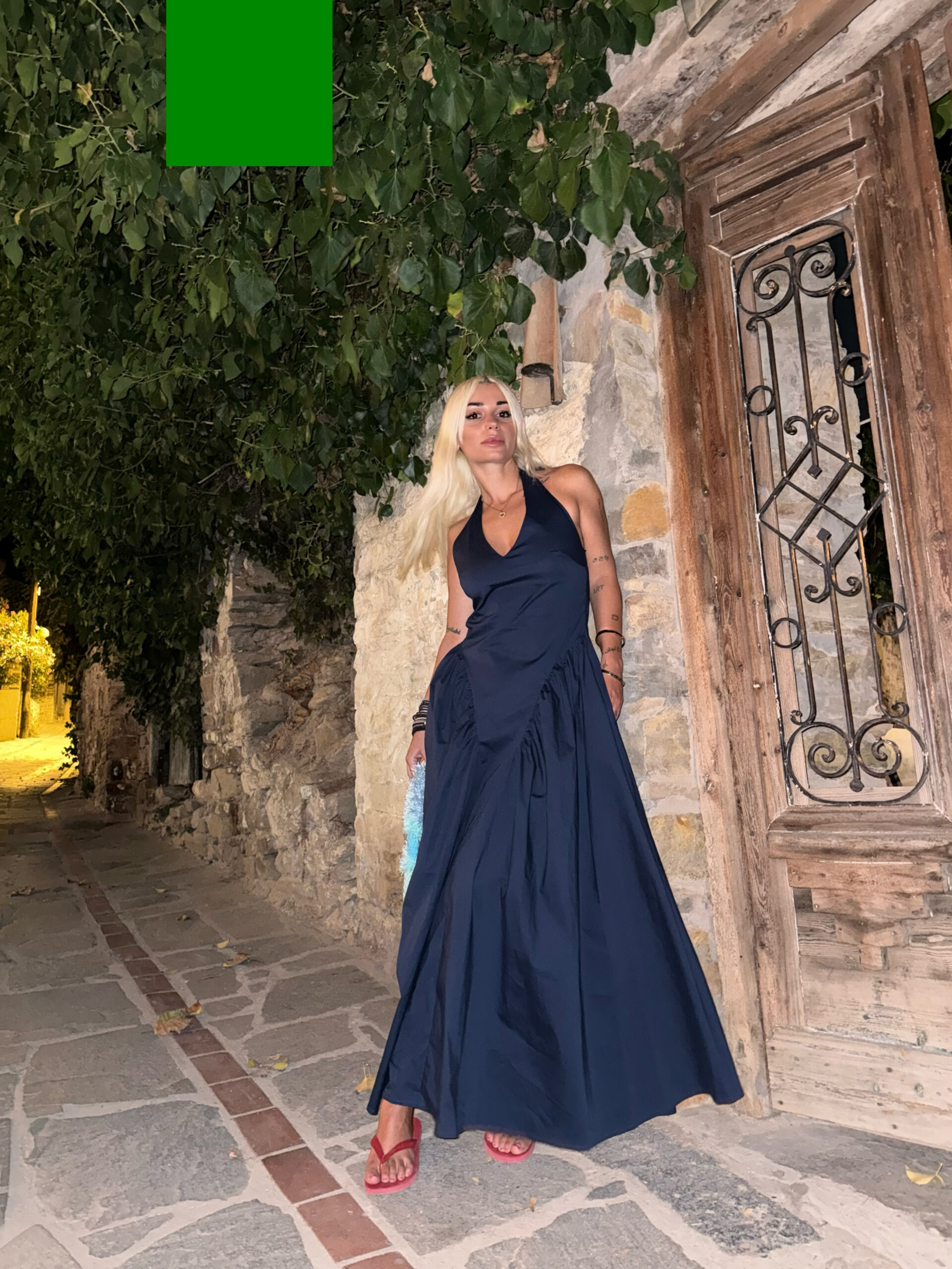 DEEP V LONG DRESS- BLUE