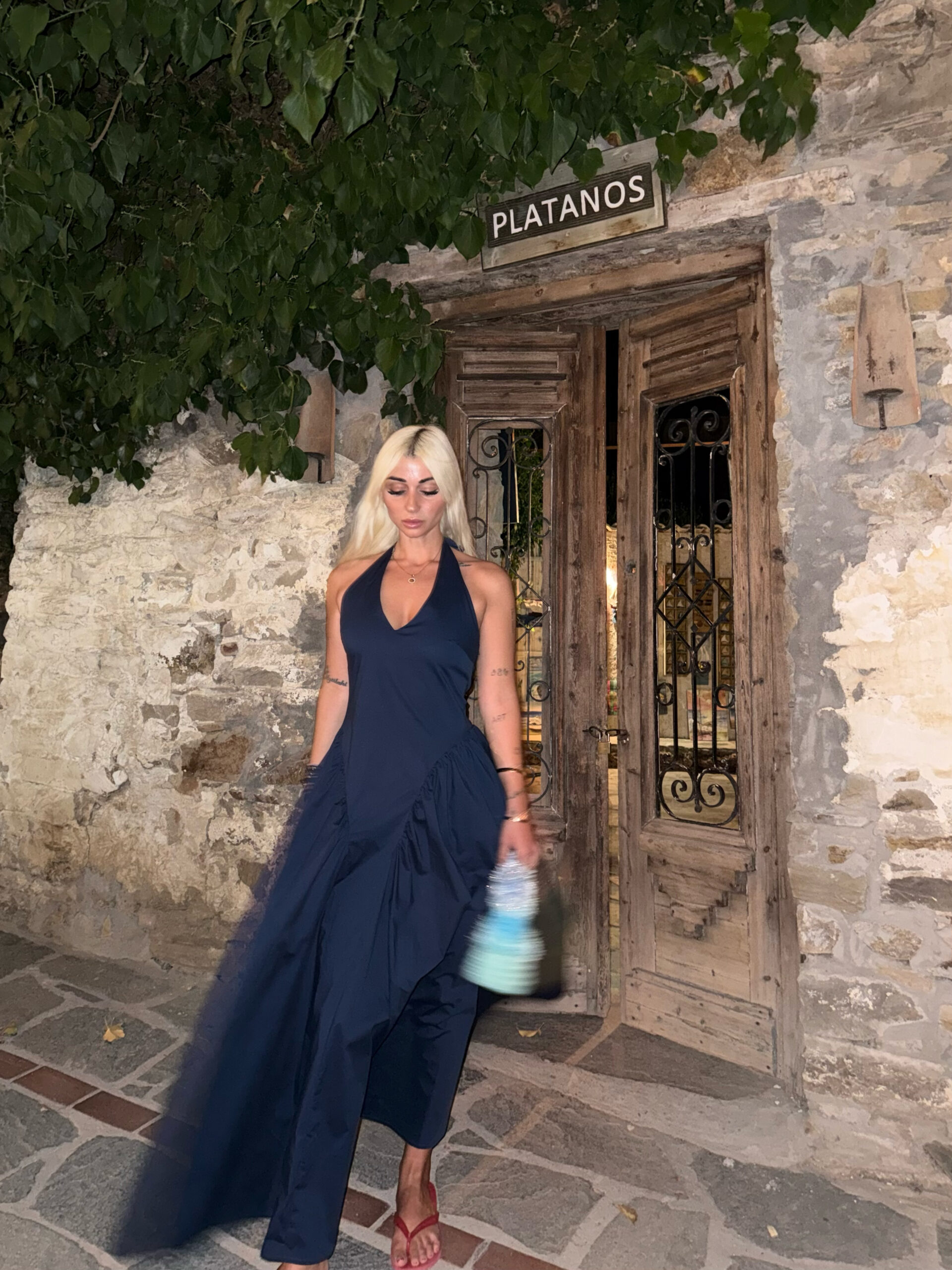DEEP V LONG DRESS- BLUE - Image 5