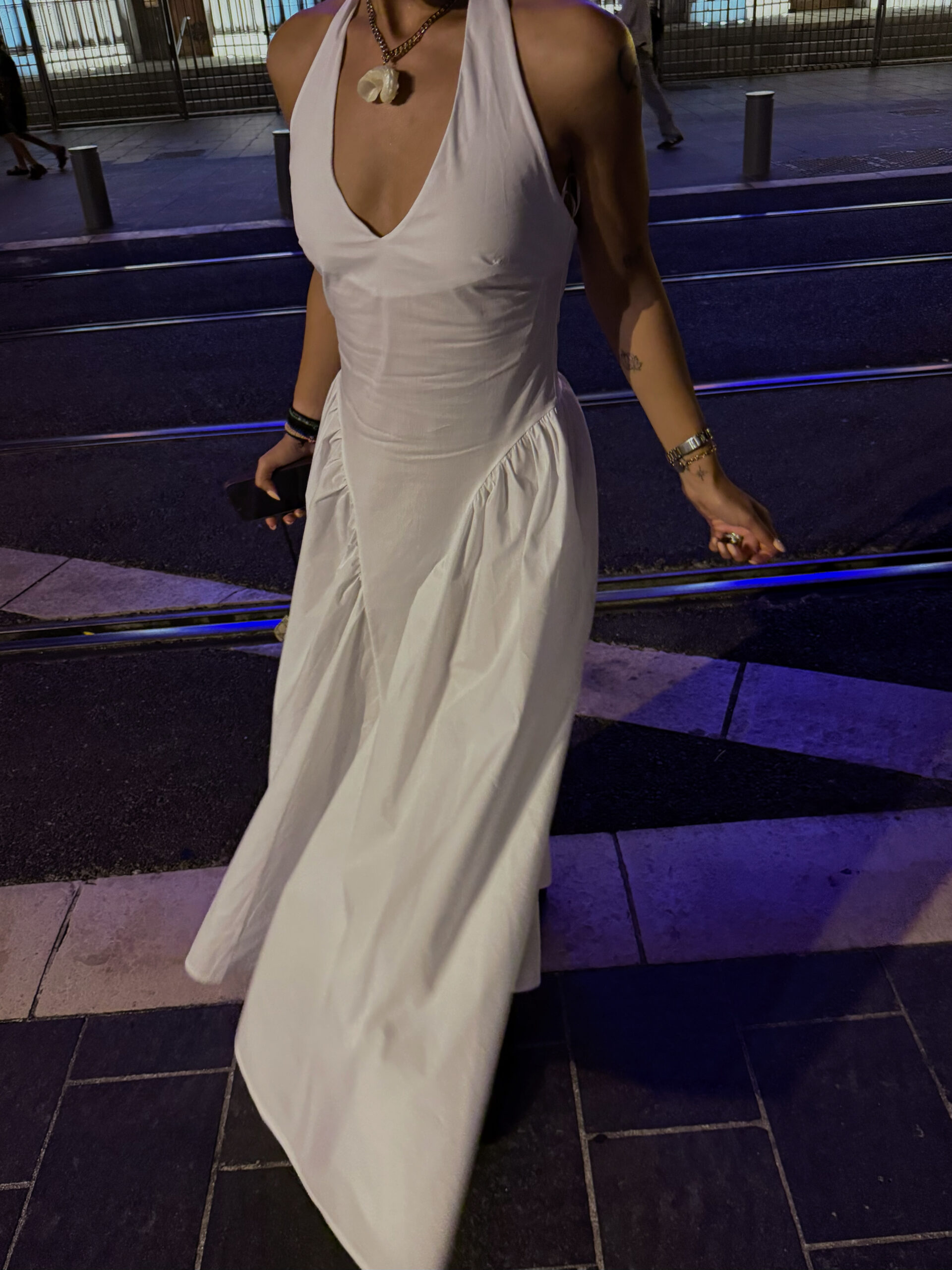 DEEP V LONG DRESS- WHITE - Image 2