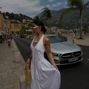 DEEP V LONG DRESS- WHITE
